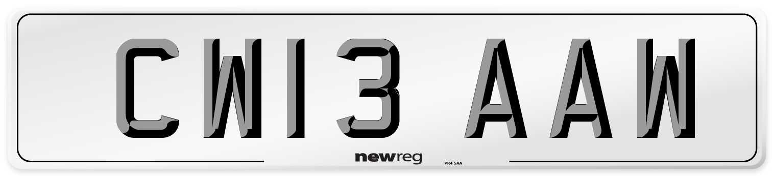 CW13 AAW Number Plate from New Reg
